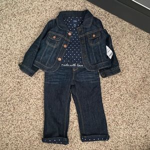Baby GAP denim polka dot jacket and jeans 1969